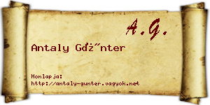 Antaly Günter névjegykártya